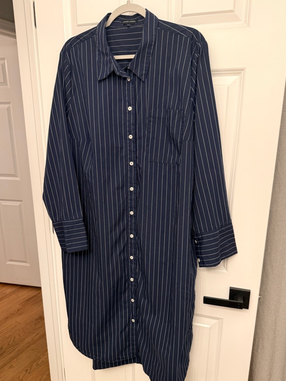Universal Standard Pinstriped Navy Button-Down Shirt Dress size 14/16